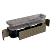 MONDIAZ THOR-DLUX Meuble de salle de bains - 200cm - arrondi gauche + droite - couleur Shadow - 2 tiroirs et 2 portes - Vasque suspendue CLOUD Droite 1 trou de robinet couleur Sombra SW1467294