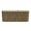 Mondiaz JOYA-DLUX Meuble de salle de bains - 103,2 cm - arrondi gauche et droit couleur Dusk - Vasque FAYE position Milieu Sans trou de robinet couleur Glace SW1423187