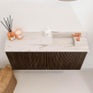 Mondiaz JOYA-DLUX 80cm toiletmeubel - kleur Walnut - Wastafel FAYE positie Rechts 1 kraangat kleur Nata. SW1424499