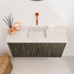 Mondiaz JOYA-DLUX 70cm meuble de salle de bains - couleur Shadow - Vasque FAYE position Milieu Sans trou de robinet couleur Ostra. SW1422985