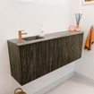 Mondiaz JOYA-DLUX Meuble de salle de bains 111.6cm - arrondi droit couleur Shadow - Vasque FAYE position Gauche 1 trou de robinet couleur Oza SW1425070
