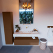 Mondiaz ALAN-DLUX Ensemble de meuble - 120cm - meuble Rust mat - 1 tiroir - Lavabo Cloud Frappe suspendu - vasque Centre - 0 trous de robinet SW805188