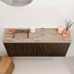 Mondiaz JOYA-DLUX 90cm meuble de salle de bains - couleur Walnut - Vasque FAYE position Gauche 1 trou de robinet couleur Arena. SW1424325
