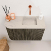 Mondiaz JOYA-DLUX Meuble de toilette 61,6cm - arrondi gauche couleur Shadow - Vasque FAYE position droite Sans trou de robinet couleur Opalo SW1422938