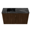 Mondiaz JOYA-DLUX 70cm toiletmeubel - kleur Walnut - Wastafel FAYE positie Links Zonder kraangat kleur Lava. SW1422455