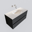 Mondiaz VICA Meuble Dark grey avec 2 tiroirs 100x50x45cm vasque lavabo Moon centre sans trou de robinet SW409715