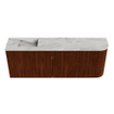 Mondiaz JOYA-DLUX Meuble de salle de bains 111.6cm - arrondi droit couleur Ruby - Vasque FAYE position Gauche Sans trou de robinet couleur Glace. SW1423571