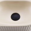 QeramiQ Fuente Ensemble de Lavabo - 40x21.5x12cm - strié - demi-rond - sans trou pour robinet - céramique - ensemble de robinet noir mat - bouchon de vidange - siphon abaissé - beige SW1233089