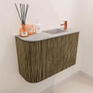 Mondiaz JOYA-DLUX Meuble de toilette 61,6cm - arrondi gauche couleur Dusk - Vasque FAYE position droite 1 trou de robinet couleur Glace SW1423198