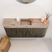 Mondiaz JOYA-DLUX 93.2cm toiletmeubel - ronding links en rechts kleur Shadow - Wastafel FAYE positie Midden 1 kraangat kleur Arena. SW1424855