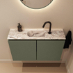 MONDIAZ TURE-DLUX Meuble de toilette 80 cm Army. Lavabo EDEN Glace position milieu. Avec 1 trou de robinet. SW1103139