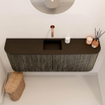 Mondiaz JOYA 113.2cm toiletmeubel - ronding links en rechts kleur Shadow - Wastafel FAYE positie Midden Zonder kraangat kleur Urban. SW1421582