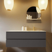 MONDIAZ VICA-DLUX Ensemble meuble de salle de bains - 130cm - meuble bas dark grey - 2 tiroirs - lavabo encastré cloud à droite - 1 trou de robinet - version haute 60cm - frappe SW1088851