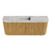 Mondiaz JOYA-DLUX Meuble de salle de bains 103,2cm - arrondis gauche et droite couleur Oak - Vasque FAYE position Milieu 1 trou de robinet couleur Glace SW1422039