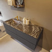 Mondiaz VICA-DLUX ensemble de meuble de salle de bain - 120cm - meuble sous-vasque gris foncé - 4 tiroirs - lavabo encastré cloud gauche - 1 trou de robinet - version haute de 60cm - lave SW1086039