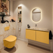 MONDIAZ TURE-DLUX meuble de WC 100cm Ocher. EDEN lavabo Frappe position milieu. Sans trou de robinet. SW1102892