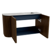 Mondiaz JOYA-DLUX Meuble de salle de bains 71,6cm - arrondi gauche couleur Noyer - Vasque FAYE position Droite 1 trou de robinet couleur Glace SW1422406