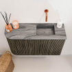 Mondiaz JOYA-DLUX 71,6 cm meuble WC - arrondi à gauche couleur Shadow - Lavabo FAYE position à droite sans trou de robinet couleur Sombra. SW1425226