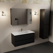 Mondiaz AIVY Ensemble de meuble - 100x45x50cm - 1 trou de robinet - 1 vasque talc céramique - Centre - 2 tiroirs - avec armoire de toilette - MDF Urban SW892372