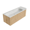 MONDIAZ KURVE-DLUX 125cm Meuble salle de bain avec module 25 D - couleur Oak - 1 tiroir - 1 porte - vasque BIG MEDIUM gauche - sans trou de robinet - couleur Opalo SW1137537