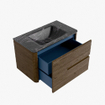 Mondiaz CIRO-DLUX Ensemble meuble de salle de bains - 80x45x50cm - lavabo solid surface Lava - 1 vasque au milieu - sans trous de robinetterie - 2 tiroirs - Dusk SW1533018