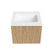 MONDIAZ KURVE 50cm Meuble salle de bain - couleur Oak - 1 tiroir - vasque GRUNNE centre - 1 trou de robinet - Talc SW1138137