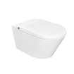 QeramiQ Luma Ensemble WC-douche - réservoir encastré Geberit UP320 - avec cadre Burda - sèche-cheveux - douchette féminine - plaque de commande en plastique noir mat - boutons ronds - blanc brillant SW1472015