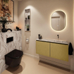 MONDIAZ TURE-DLUX Meuble toilette - 100cm - Oro - EDEN - vasque Glace - position droite - sans trou de robinet SW1103402