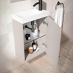 Adema Chaci Ensemble meuble lave-main - 40x55 cm - meuble bas - plan vasque - miroir - finition coton SW1130176