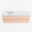 Mondiaz VICA Ensemble de meuble de salle de bain - 140cm - meuble sous lavabo rosee - 2 tiroirs - lavabo cloud gauche - 1 trou de robinet - version haute de 60cm - talc SW1083486