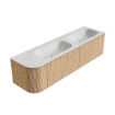 MONDIAZ KURVE-DLUX 165cm Meuble salle de bain avec module 25 G - couleur Oak - 2 tiroirs - 1 porte - vasque STOR SMALL double / droite - sans trou de robinet - couleur Opalo SW1137606