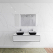 Mondiaz Lagom Meuble salle de bains 130x30.9x45cm Solid Surface Urban 1 tiroir avec lavabo BINX vasque à poser double 2 trous de robinet SW409290