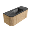 MONDIAZ KURVE-DLUX 110cm Meuble salle de bain avec module 25 G et D - couleur Oak - 1 tiroir - 2 portes - vasque CLOUD centre - 1 trou de robinet - couleur Lava SW1138532