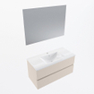 Mondiaz VICA ensemble de meuble de salle de bain - 100cm - meuble sous-vasque lin - 2 tiroirs - lavabo denia milieu - 1 trou de robinet - couleur Blanc Brillant - miroir LED - version XL 60cm haut SW1091947