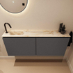 MONDIAZ TURE-DLUX Meuble toilette - 120cm - Dark Grey - EDEN - vasque Frappe - position gauche - 1 trou de robinet SW1102723