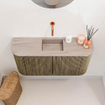 Mondiaz JOYA-DLUX Meuble de salle de bains 83,2cm - arrondis gauche et droite couleur Dusk - Vasque FAYE position Milieu Sans trou de robinet couleur Saba SW1426104
