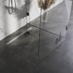 Brauer Caniveau de douche - 90x7x6.7cm - bride de sol peu profonde - sortie latérale - grille de carrelage réversible - inox SW110913