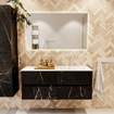Mondiaz VICA Ensemble de meuble de salle de bain - 120cm - Marquina 4 tiroirs - Lavabo CLOUD - droite - sans trou de robinet - couleur talc - version XL 60cm de haut SW1189245