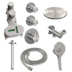 BRAUER Brushed Edition Regendoucheset inbouw - hoofddouche 20cm - plafondarm - 3 gladde knoppen - inclusief inbouwdeel - handdouche rond 3 standen - PVD - geborsteld - RVS SW374418