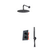 Fortifura Calvi Colonne de douche pluie à encastrer thermostatique avec douche de tête 25cm et douchette stick carré Noir mat SW377850