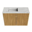 Mondiaz JOYA-DLUX 60cm toiletmeubel - kleur Oak - Wastafel FAYE positie Links Zonder kraangat kleur Opalo. SW1422149