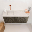 Mondiaz JOYA-DLUX Meuble de toilette 81,6cm - arrondi droit couleur Shadow - Lavabo FAYE position Gauche Sans trou de robinet couleur Ostra. SW1423019