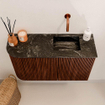 Mondiaz JOYA-DLUX Meuble de toilette 71.6cm - arrondi gauche couleur Ruby - Vasque FAYE position Droite Sans trou de robinet couleur Lava SW1423637