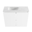 MONDIAZ TURE-DLUX Meuble toilette - 60cm - Talc - EDEN - vasque Opalo - position gauche - sans trou de robinet SW1104144