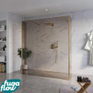 FugaFlow Eccelente Vetro Douche à l'italienne libre dans la salle de bain - 180x200cm - Verre fumé - anti-calcaire - verre de sécurité 8mm - 2 parois latérales 40cm - avec bras muraux et profils d'angle - Laiton brossé (or) - SW1125892