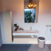 MONDIAZ ALAN - DLUX Ensemble de meuble de salle de bains - 120cm - meuble bas - Linen - 1 tiroir - lavabo suspendu - vasque à droite - 1 trou de robinet - Frappe SW804704