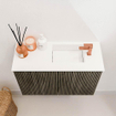 Mondiaz JOYA 60cm toiletmeubel - kleur Shadow - Wastafel FAYE positie Rechts 1 kraangat kleur Talc. SW1421442