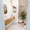 Mondiaz JOYA-DLUX 101.6cm toiletmeubel - ronding rechts kleur Oak - Wastafel FAYE positie Links Zonder kraangat kleur Meli. SW1423989