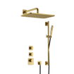 Hotbath Gal IBS40 ensemble de douche pluie encastré - 2 fonctions - bras mural de 35 cm - douche principale rectangulaire de 27 cm - laiton brossé PVD SW656359