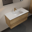 Mondiaz AIVY Ensemble de meuble - 100x45x50cm - 1 trou de robinet - 1 vasque Urban Solid surface - Centre - 2 tiroirs - sans miroir - Melamine Chai SW892118